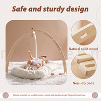 Foldable Wooden Baby Play Gym with Rattle, Mobile and Sensory Toys