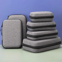 Grey Canvas Zipper Storage Bag for Earphones and Accessories