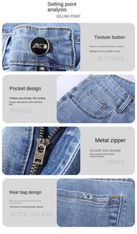 2024 Thin or Thick Material Slim Fit Men's Luxury Classic Style Men Jeans Business Stretch Denim Male Trousers Clothing - Buy online at  Vibe In Cart.