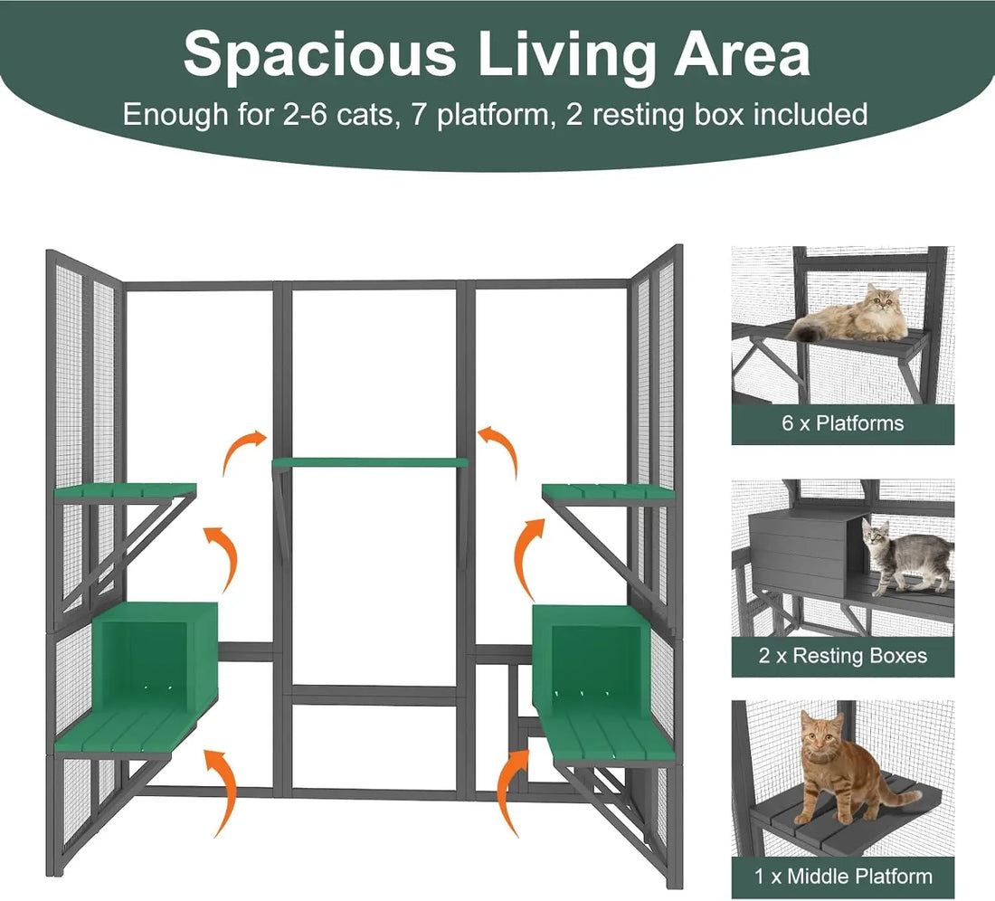 Catio Outdoor Cat Enclosure, Large Cat House for Mulitiple Cats Walk in Cat Cage with Waterproof Cover and Sunshine Panel Roof - Buy online at  Vibe In Cart.