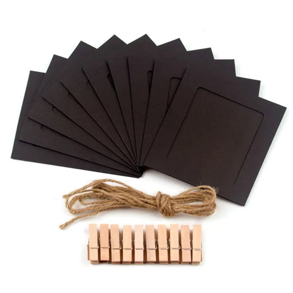 10Pcs DIY Craft Paper Photo Frame With Clips and Rope Wall Photo Frame Hanging Picture Album Home Decor Wedding Happy Birthday - Buy online at  Vibe In Cart.
