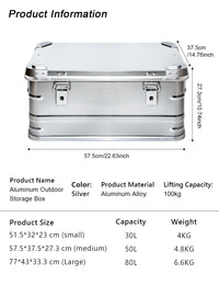 30-80L Outdoor Storage Box Camping Picnic Travel Aluminum Alloy Large Capacity Box Accessories Storage Bag Hiking Accessories - Buy online at  Vibe In Cart.