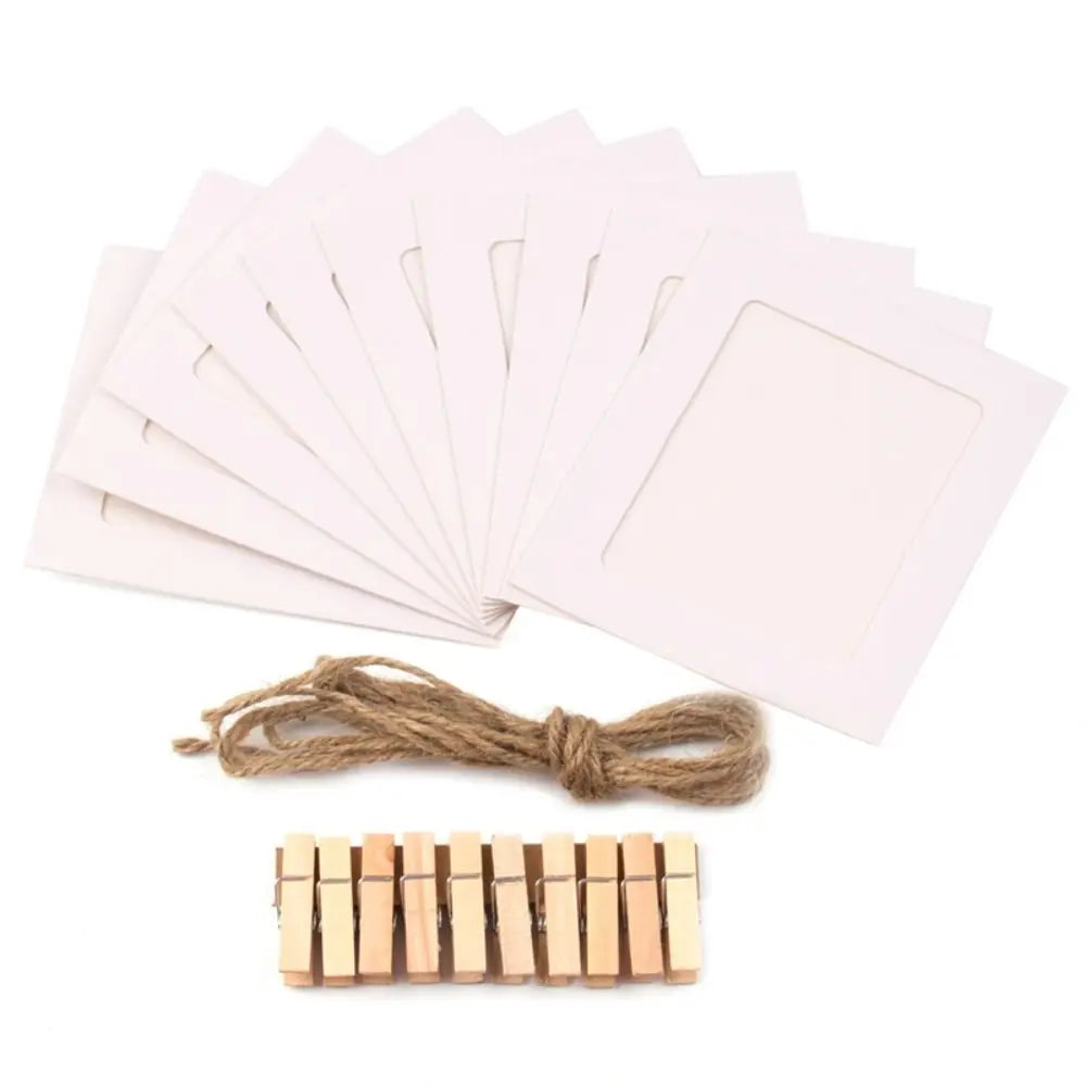 10Pcs DIY Craft Paper Photo Frame With Clips and Rope Wall Photo Frame Hanging Picture Album Home Decor Wedding Happy Birthday - Buy online at  Vibe In Cart.