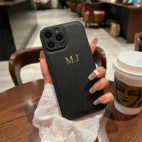 Personalized Leather Phone Case with Engraved Initials
