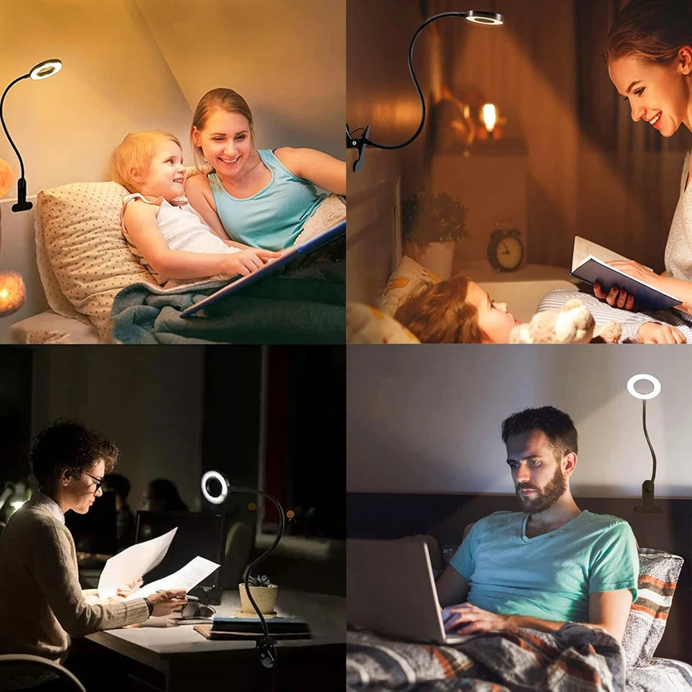 LED Reading Lights 360°Flexible Gooseneck Dimmable Table Lamp Clip On Indoor Bedroom Eye Protection Desk Light Book Clamp Lamp - Buy online at  Vibe In Cart.