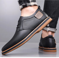 Men's Lace-Up Genuine Leather Oxford Shoes with Round Toe