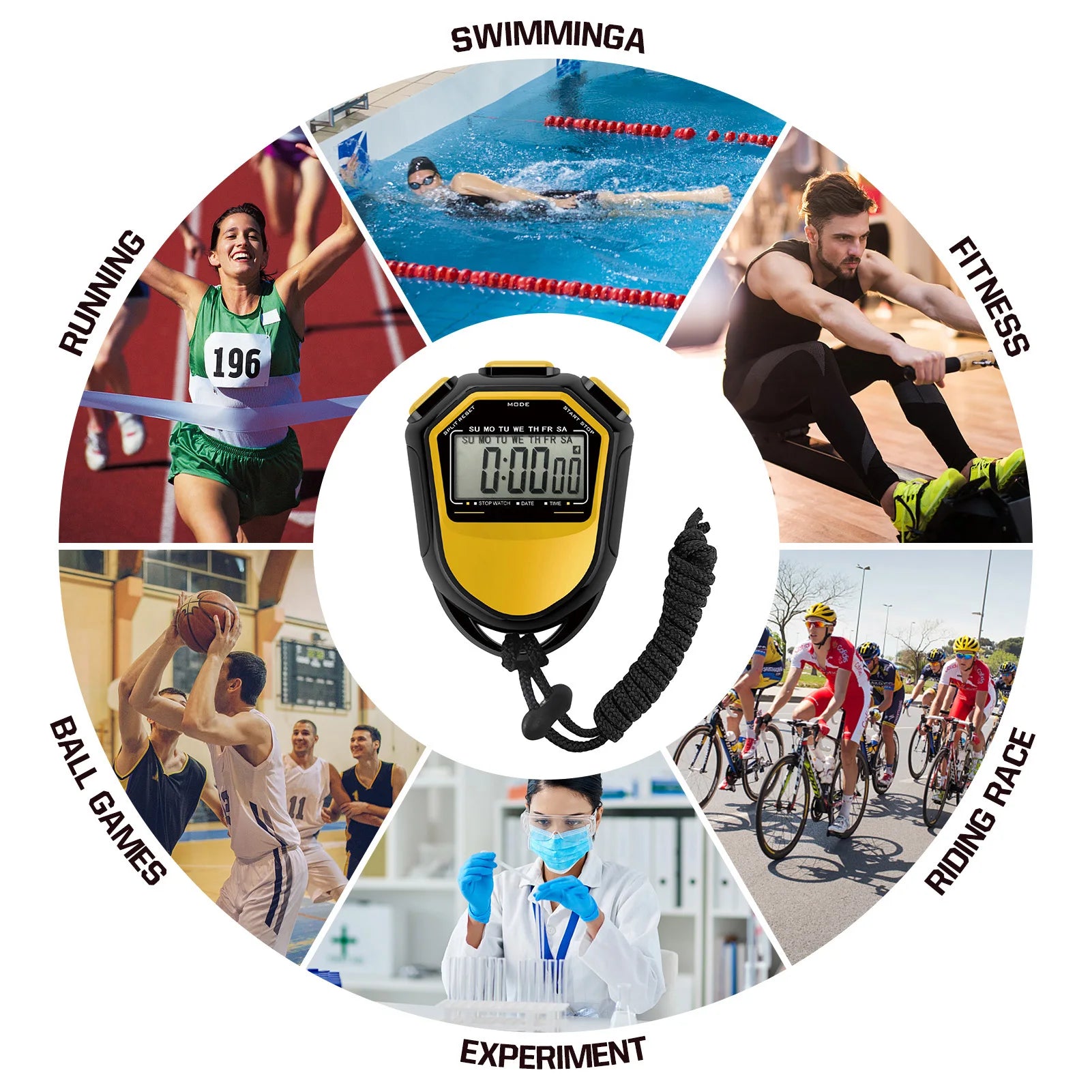 Waterproof Stopwatch Digital Handheld LCD Timer Chronograph Sports Counter with Strap for Swimming Running Football Training - Buy online at  Vibe In Cart.