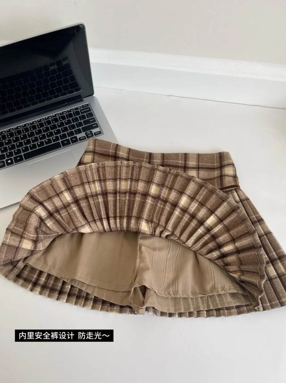 Plaid Pleated Mini Skirt Thick Wool Short Skirt High Waist Box-pleat Miniskirt for Women Teen-girl Preppy Style Outfit - Buy online at  Vibe In Cart.