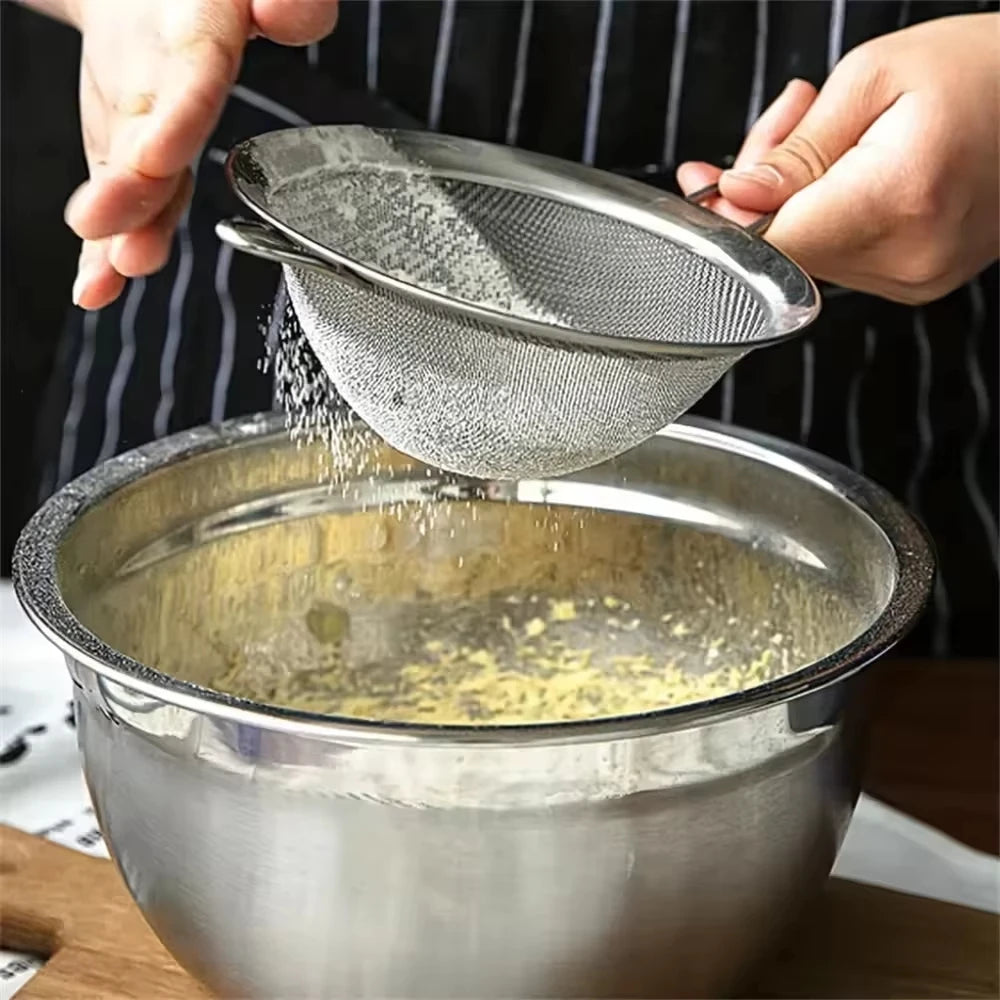 Stainless Steel Sieve Fine Mesh Filter Slotted Spoon Kitchen Accessories For Cooking Baking Oil Flour Strainer Sifter - Buy online at  Vibe In Cart.