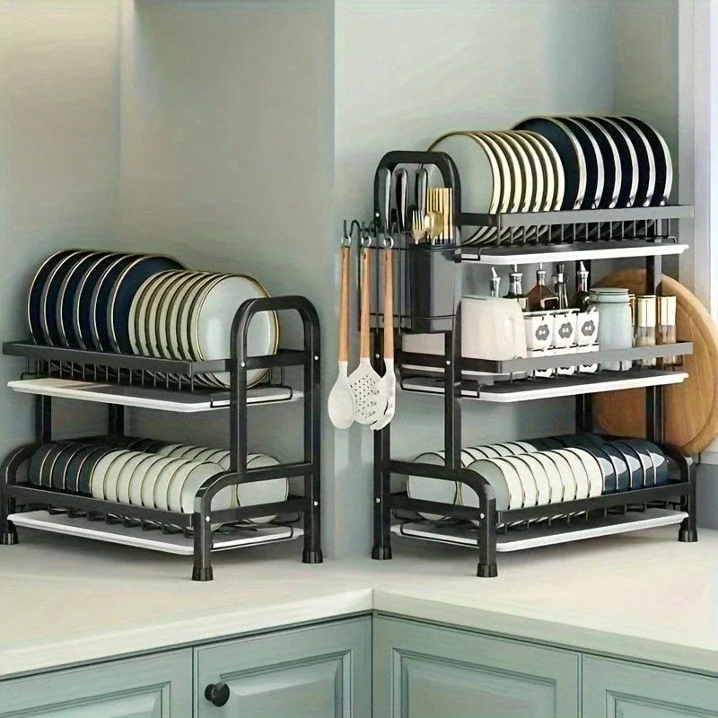 2025 3-Tier Metal Dish Rack Black Large-Capacity Kitchen Countertop Storage Organizer - Buy online at  Vibe In Cart.
