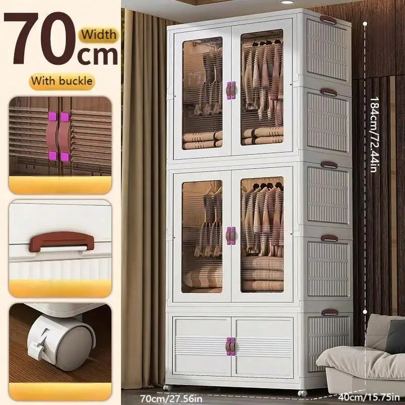 27.56 Inch 1pc Folding Wardrobe + 3pcs Folding Box Easy to Install Wardrobe Hanging Locker Bedroom Clothes Storage Cabinet Folda - Buy online at  Vibe In Cart.