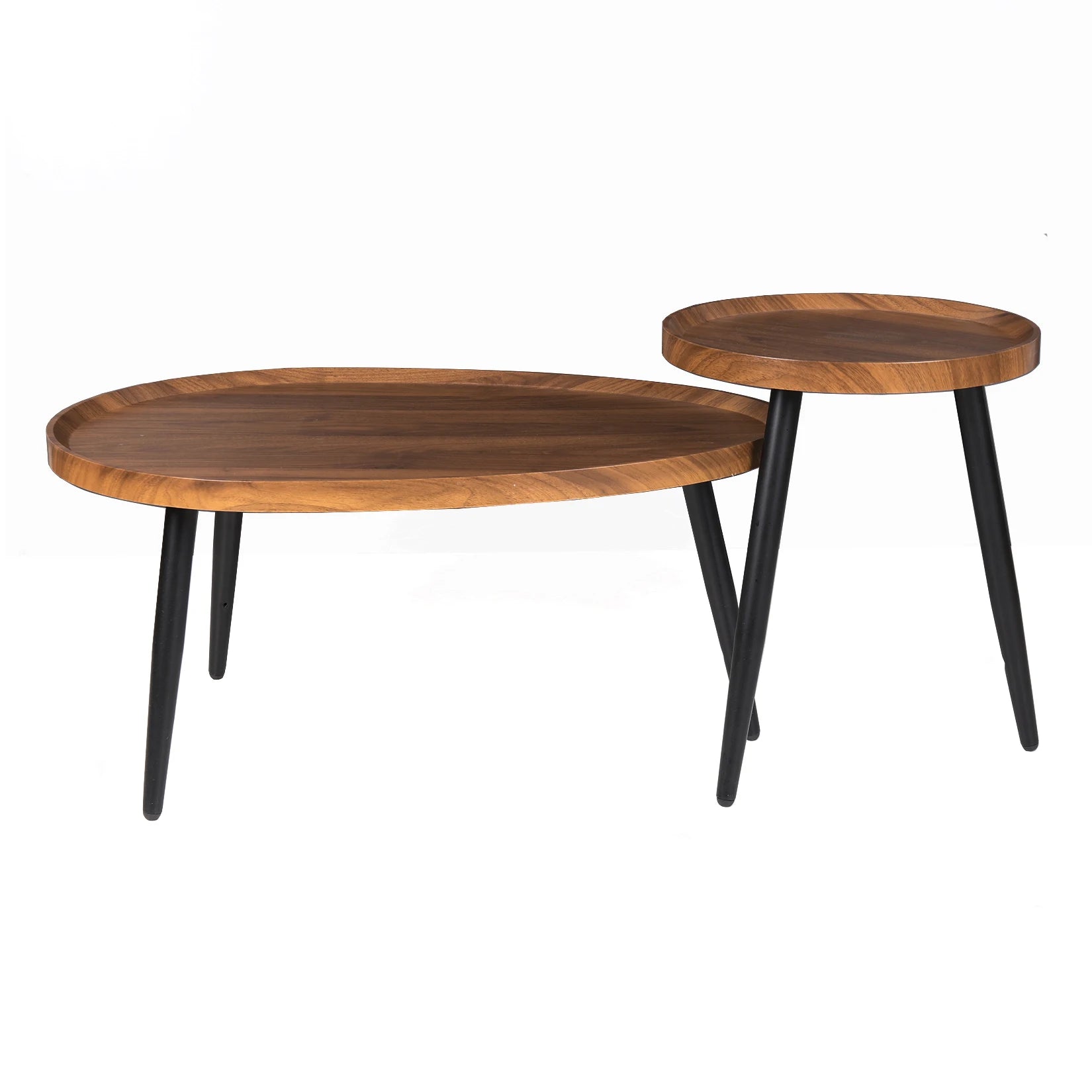Round Coffee Table Set of 2 Rustic for Living Room Modern Nesting Tables for Balcony Office with Wood Table Top And Metal Legs - Buy online at  Vibe In Cart.