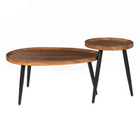 Round Coffee Table Set of 2 Rustic for Living Room Modern Nesting Tables for Balcony Office with Wood Table Top And Metal Legs - Buy online at  Vibe In Cart.