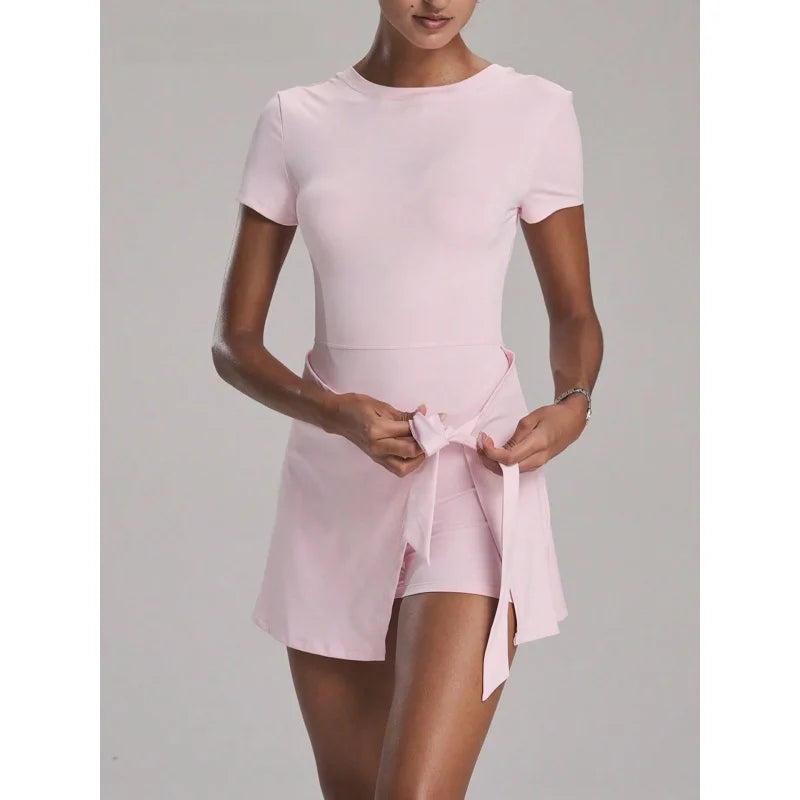 FUBEIKE New Fake Two-Piece Anti-Exposure Tight-Fitting Sports Dress Slimming Strap Casual Fitness Back Yoga Tennis Dress - Buy online at  Vibe In Cart.