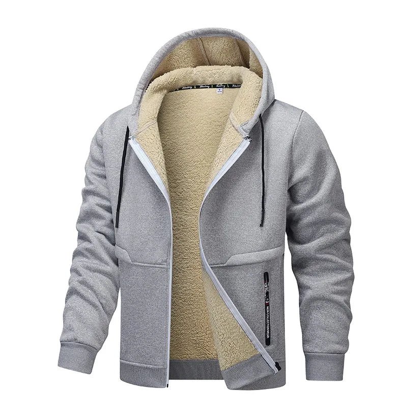 Men's Winter Fleece Jacket with Zipper and Pockets