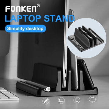 4in1 Adjustable Vertical Dual-Slot Laptop Stand in Abs Plastic