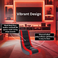 Furniture Classic Video Rocker Floor Gaming Chair, Kids and Teens, PU Faux Leather & Polyester Mesh, Black/Red - Buy online at  Vibe In Cart.