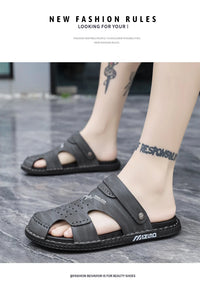 Men's Baotou Sandals Summer new Outdoor Cool Breathable Anti slip Waterproof Beach Shoes Soft Sole Fashion Dual purpose Slippers - Buy online at  Vibe In Cart.