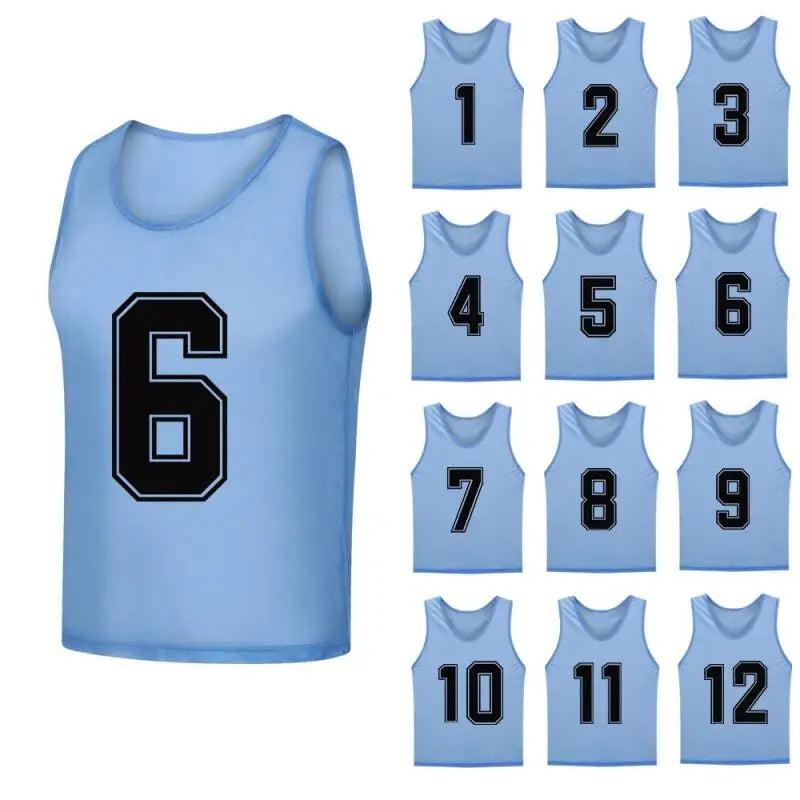 12 PCS Men's Football Pinnies Quick Drying Soccer Jerseys Youth with Numbers Basketball Team Practice Sports Training Vest - Buy online at  Vibe In Cart.