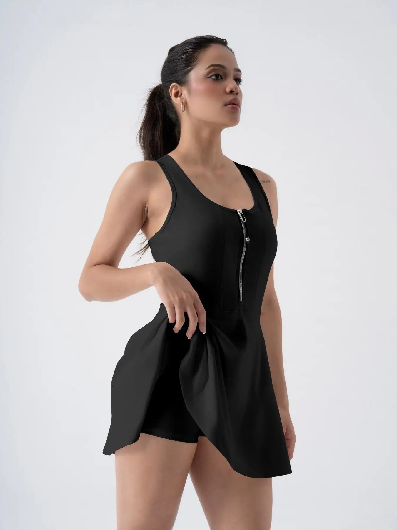 Women's Sports Dress with Built - in Bra & Front Zipper, Racerback Design for Tennis/Golf, Quick - Dry Fabric