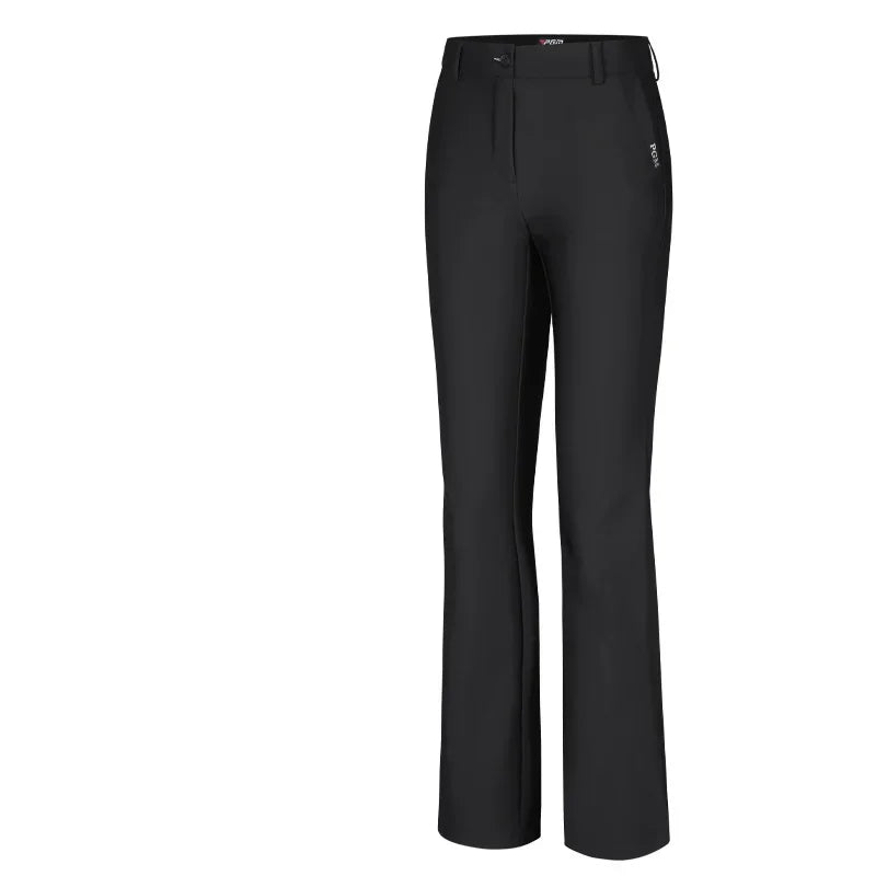 Women's High Waist Fleece Golf Pants Windproof Flared
