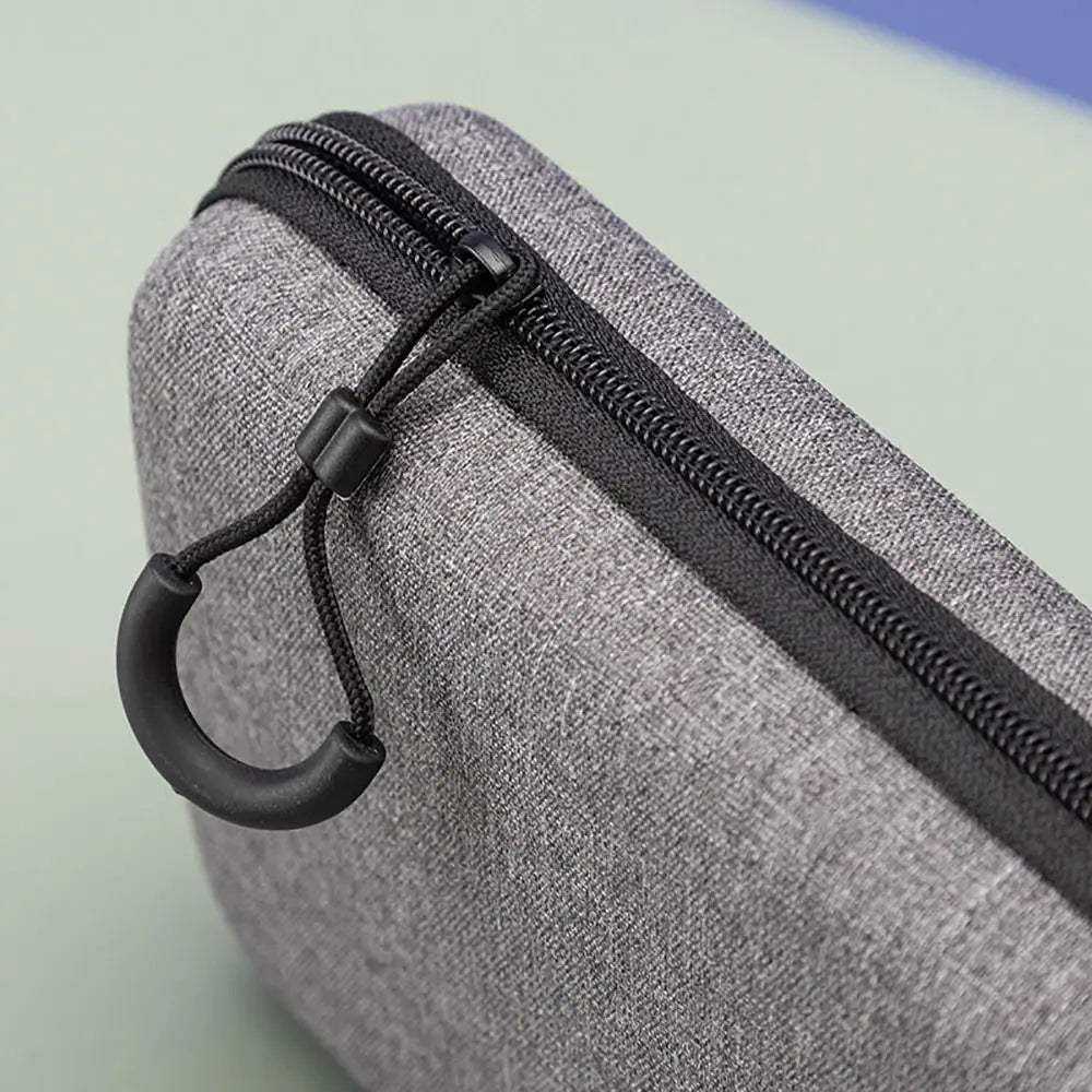 Grey Canvas Zipper Storage Bag for Earphones and Accessories