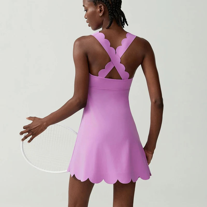 Women Tennis Yoga Dress Solid Color Buttery Soft Gym Suit Breathale Running Skirt Female Golf Short Sportswear Workout Clothes - Buy online at  Vibe In Cart.