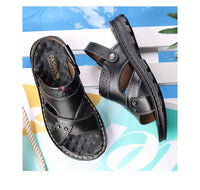 Men's Casual Slip-On Sandals with Low Heel and PU Insole