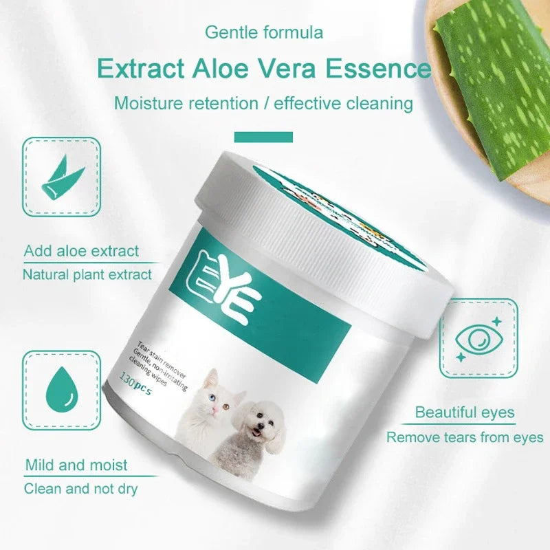 Pet Eye Wipes Cat and Dog Tearmark Wet Wipes Cat and Dog Universal No Irritation Cleaning Products 130 Pieces Wipes Pet Supplies - Buy online at  Vibe In Cart.
