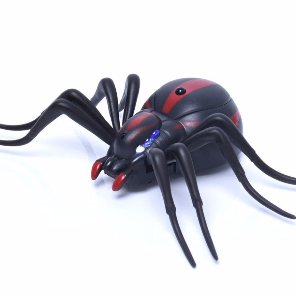 Infrared Remote Control Black Spider Robotic Prank Toy for Kids