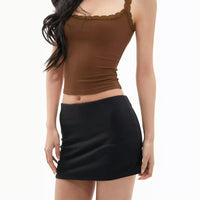 Women Low Rise Mini Skirt With Take The Short Cut Detail Slim Fit Mini Skort