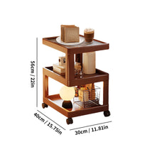 Geometric 3-Tier Bamboo Storage Side Table with Acrylic Surface & Wheels, Tea Brown Living Bedroom Furniture - Buy online at  Vibe In Cart.