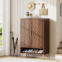 Tribesigns 6-Tier Shoe Cabinet with Doors, Walnut Wooden Shoe Storage Cabinet with Adjustable Shelves for Entryway - Buy online at  Vibe In Cart.