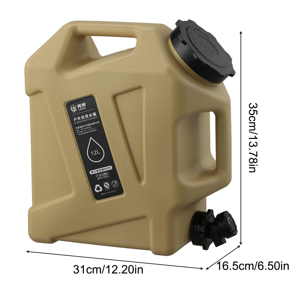 12L Outdoor Portable Water Container with Faucet for Camping
