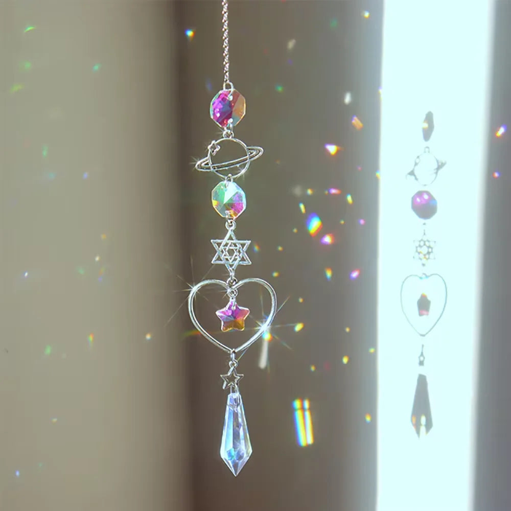 1pc Crystal Wind Chime Moon Sun Catcher Diamond Prisms Pendant Dream Catcher Rainbow Hanging Drop Home Garden Decor Windchime - Buy online at  Vibe In Cart.