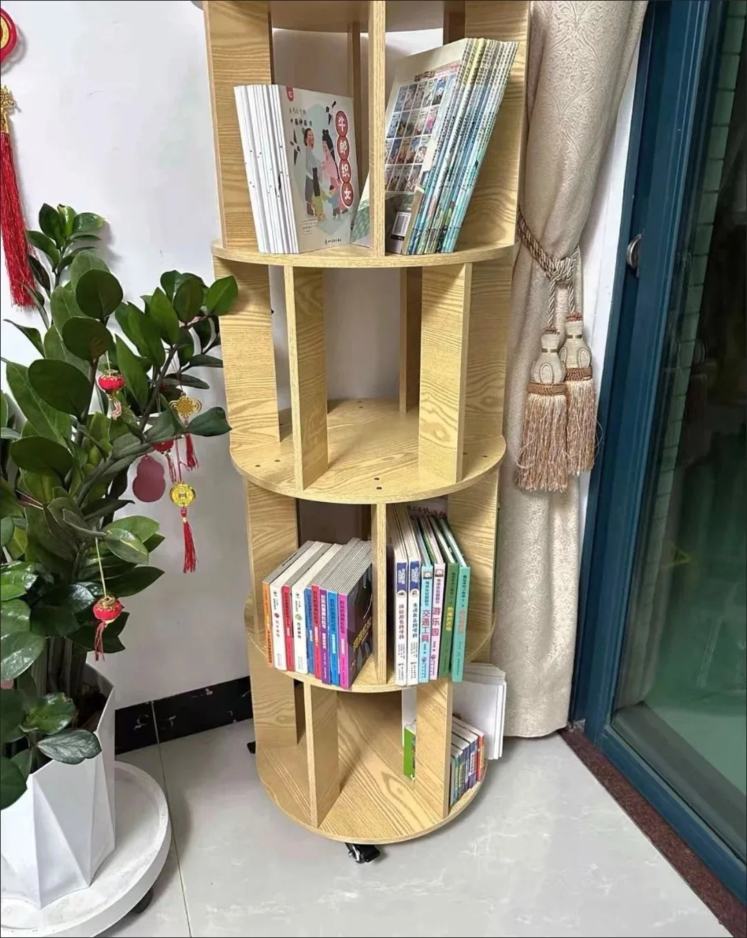 360° Rotatable Bookshelf Multifunctional Living Room Round Storage Rack Movable Children's Bookshelf - Buy online at  Vibe In Cart.