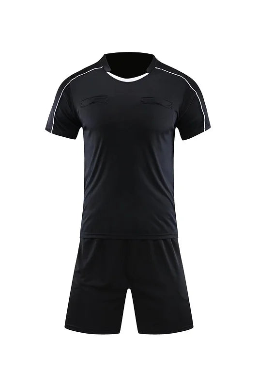 Men's Polyester Soccer Referee Jersey and Shorts Set