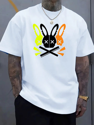 Men's casual round neck T-shirt with unique rabbit skull pattern - the perfect choice for summer - Buy online at  Vibe In Cart.