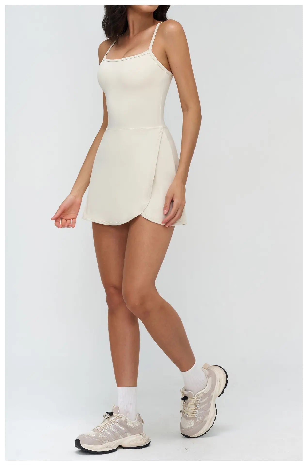 Tennis Dress with Shorts Underneath Women Golf Wear Above Knee Length White Sport Dresses with Shorts Outfit Fitness Workout