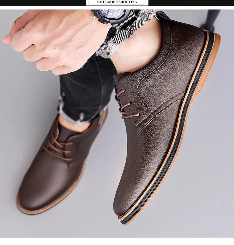 Men's Casual Business Leather Shoes Men Fashion Lace-up Derby Shoe Mens Light Comfortable Outdoor Driving Flats - Buy online at  Vibe In Cart.