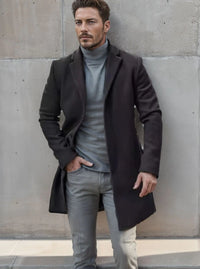 Men Coat Autumn Winter Mid Length Long Sleeve Man Outerwear Simple Solid Color Turn Down Collar Comfortable Daily Man Jacket - Buy online at  Vibe In Cart.