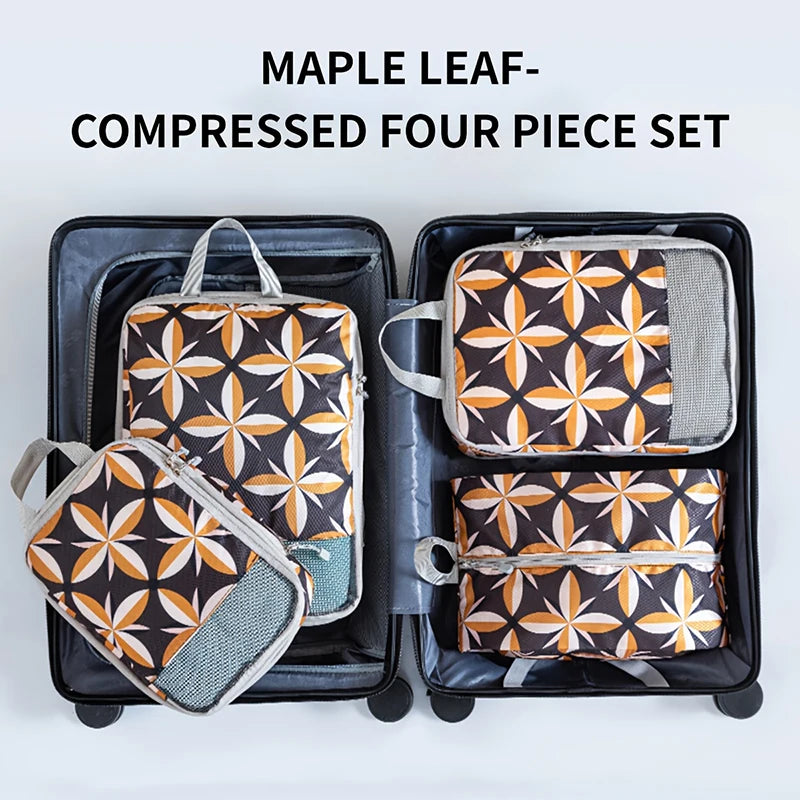 4 Piece Polyester Large Capacity Foldable Compression Packing Cubes Set