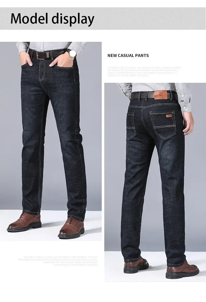 Men Fashion Straight Jeans Mens 2025 New Stretch Slim Fit Pants Comfortable Soft Business Denim Trousers Male Brand Clothing - Buy online at  Vibe In Cart.
