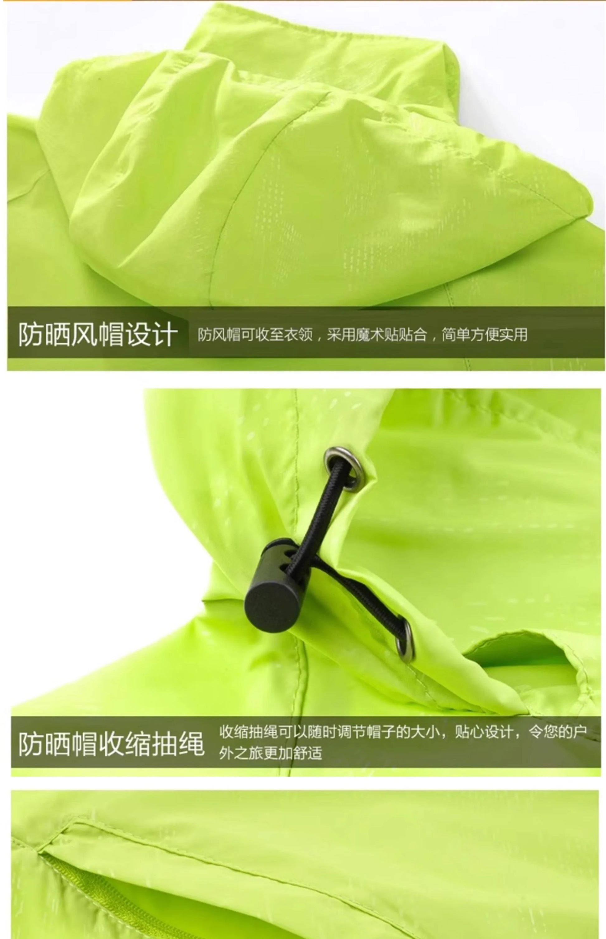 Hooded UV Waterproof Nylon Golf Jacket Unisex Foldable