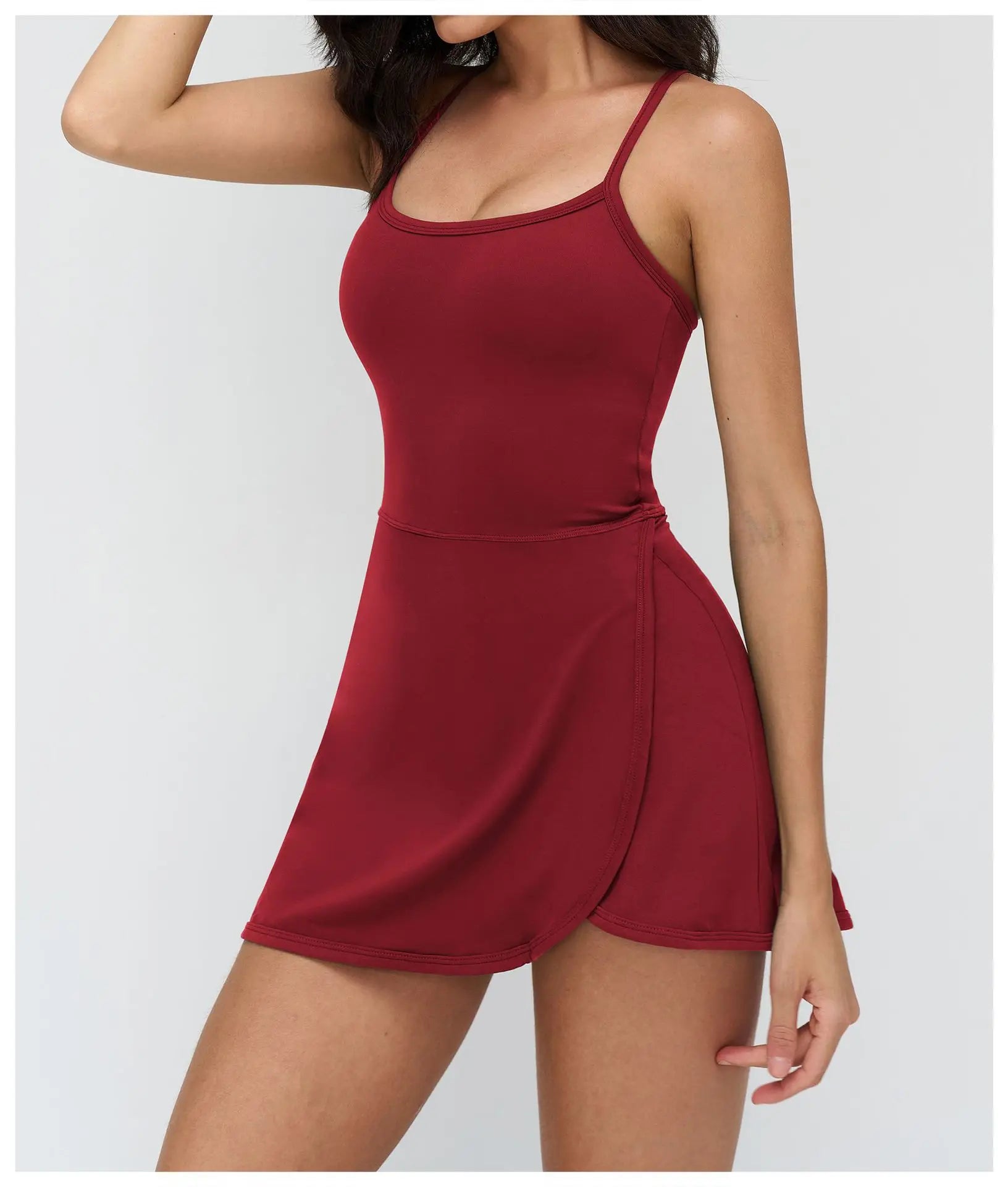 Tennis Dress with Shorts Underneath Women Golf Wear Above Knee Length White Sport Dresses with Shorts Outfit Fitness Workout