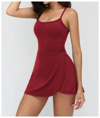 Tennis Dress with Shorts Underneath Women Golf Wear Above Knee Length White Sport Dresses with Shorts Outfit Fitness Workout