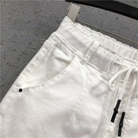 Women's White Straight Cotton Polyester Jeans Full Length