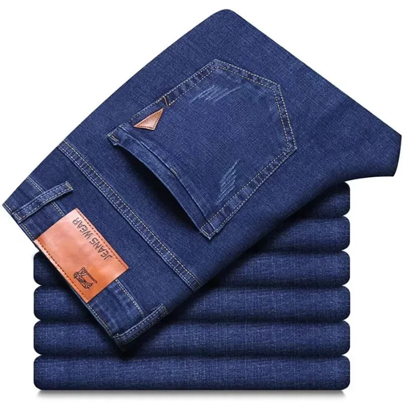 Men's Straight Leg Stretch Denim Jeans for Casual Wear