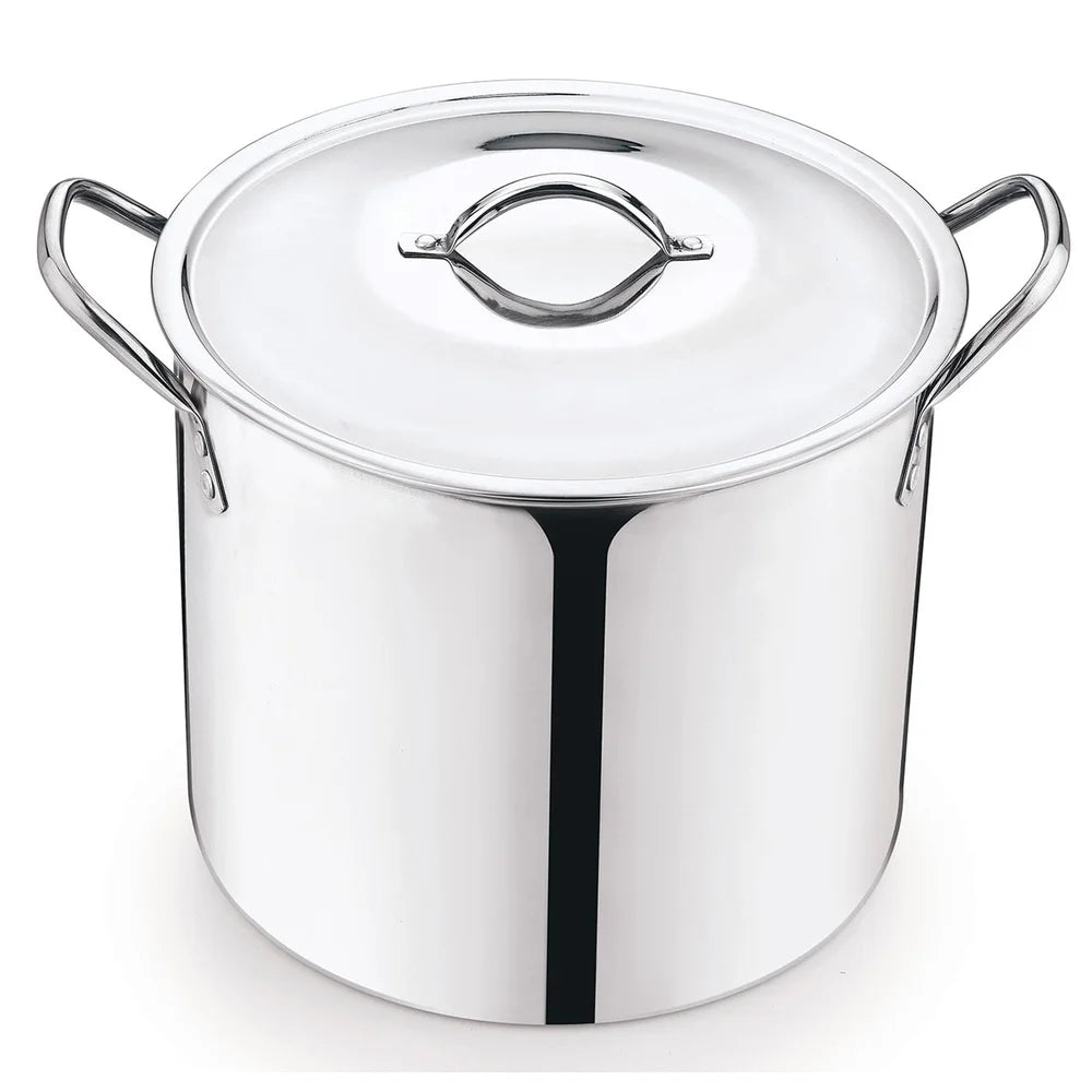 12 Quart Stainless Steel Stock Pot with Metal Lid Stay Cool Handles Heavy Duty Cookware Soup Stew Boiling Ideal Kitchens - Buy online at  Vibe In Cart.