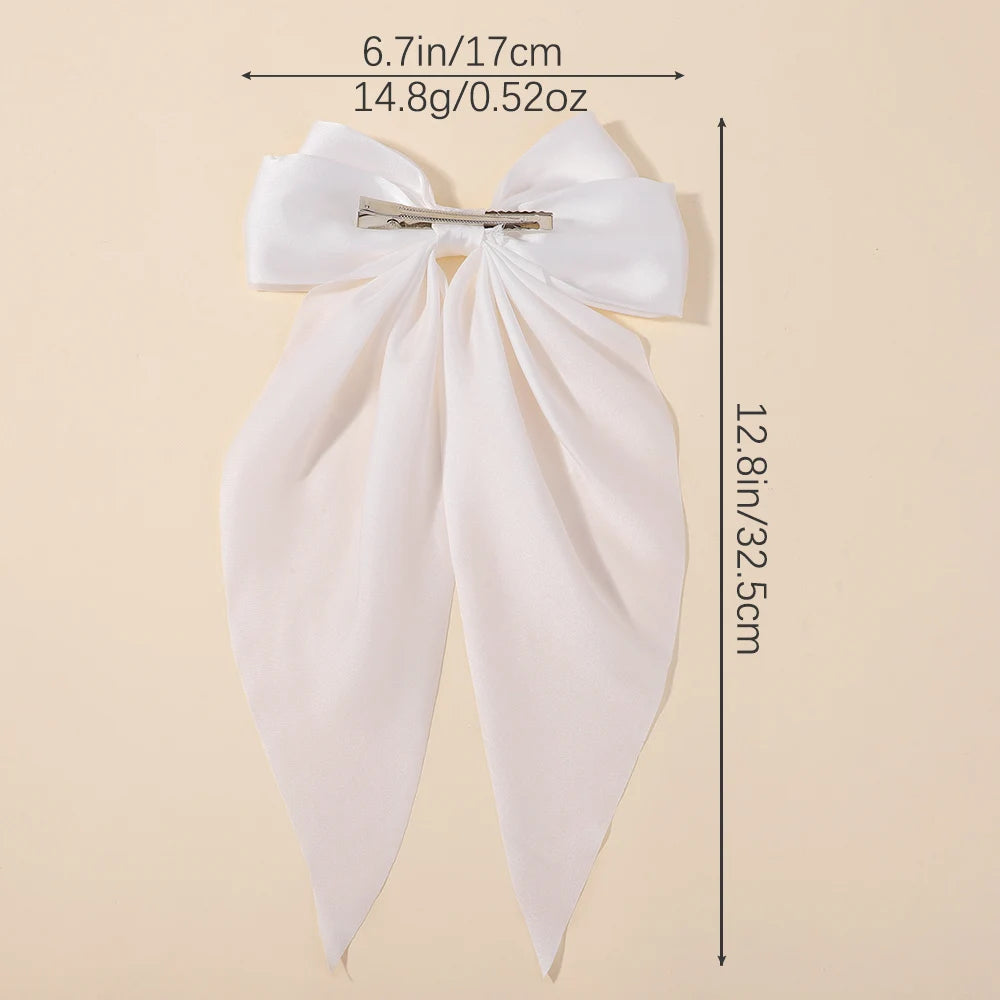 Girls Long Big Bow Float Satin Clips Back Head Hair Clip Internet Red with The Same Temperament Elegant Hair Accessories gifts - Buy online at  Vibe In Cart.
